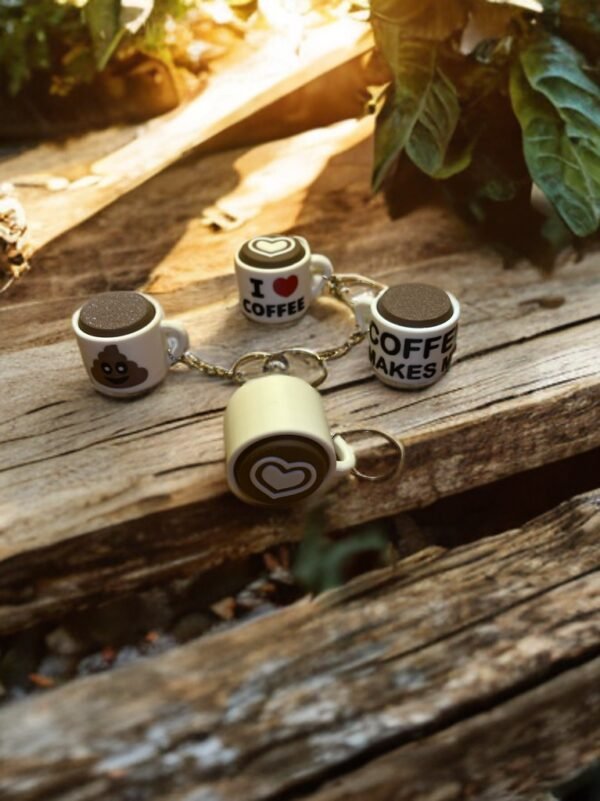 Clicker Poop & Love Coffee Cup Keyrings - Image 2