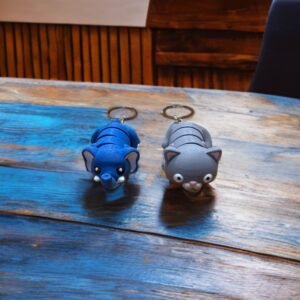 Flexi Elephant & Cat Keyrings