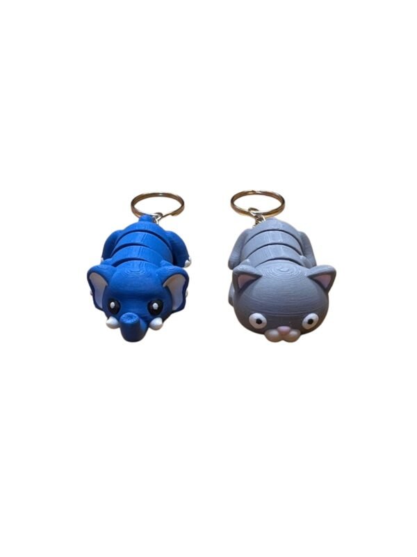 Flexi Elephant & Cat Keyrings - Image 3