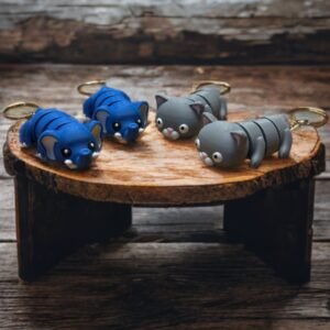 Flexi Elephant & Cat Keyrings