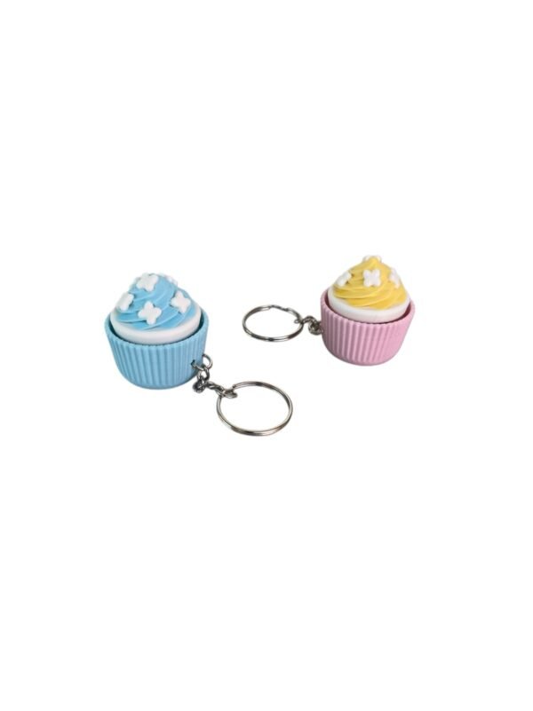 Clicker Pink & Light Blue Cupcake Keyrings - Image 3