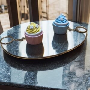 Clicker Pink & Light Blue Cupcake Keyrings