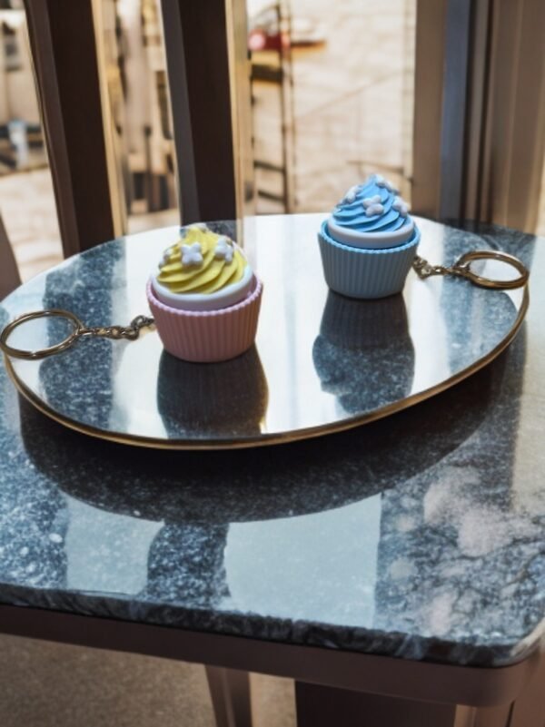 Clicker Pink & Light Blue Cupcake Keyrings