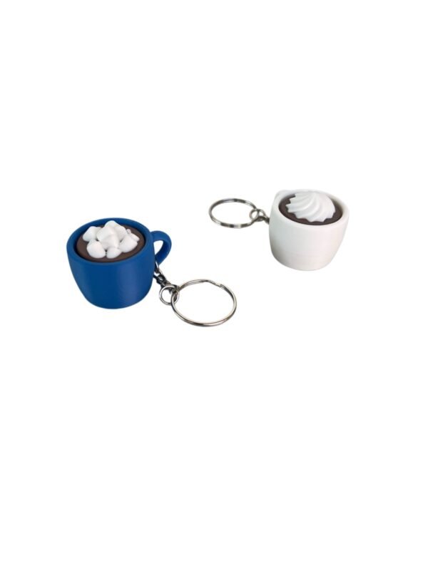 Clicker Cream & Marshmallow Coffee Cup Keyrings - Image 3