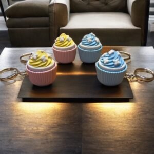 Clicker Pink & Light Blue Cupcake Keyrings