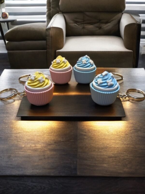 Clicker Pink & Light Blue Cupcake Keyrings - Image 2